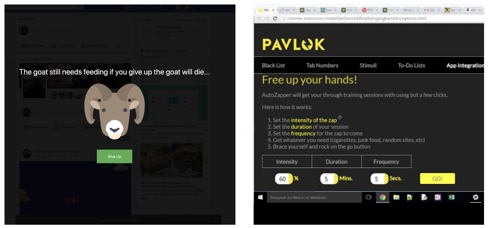 Reward and punishment features in digital self-control tools